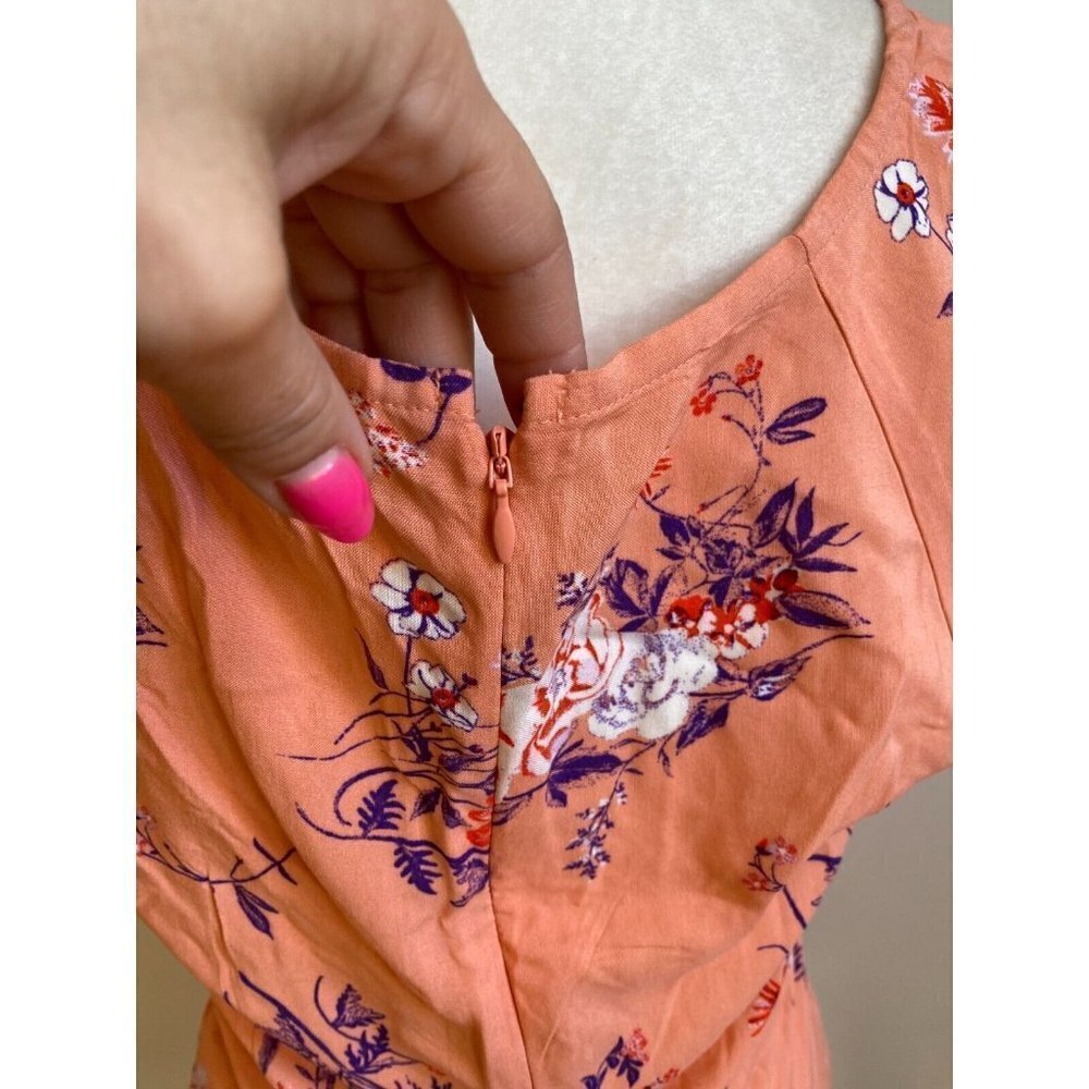 Abound Women coral floral skater Dress BNWOT  vneck - Picture 5 of 7
